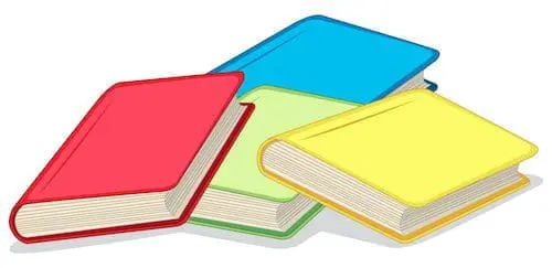 Colorful books on white background