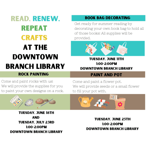 library-downtown-paint-pots-rocks-bags